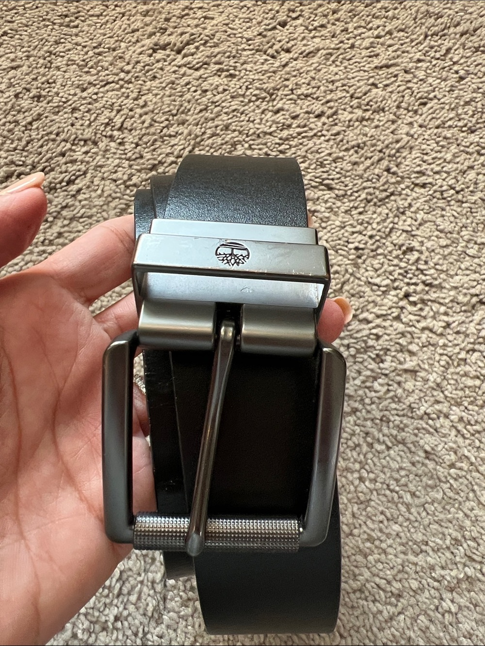 Timberland Black Leather and brown leather reversible Buckle Belt